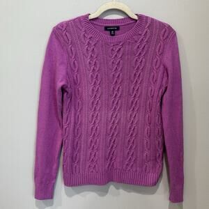 Land’s End Drifter Women’s‎ Sweater Long Sleeve Purple Magenta Cable Knit XS